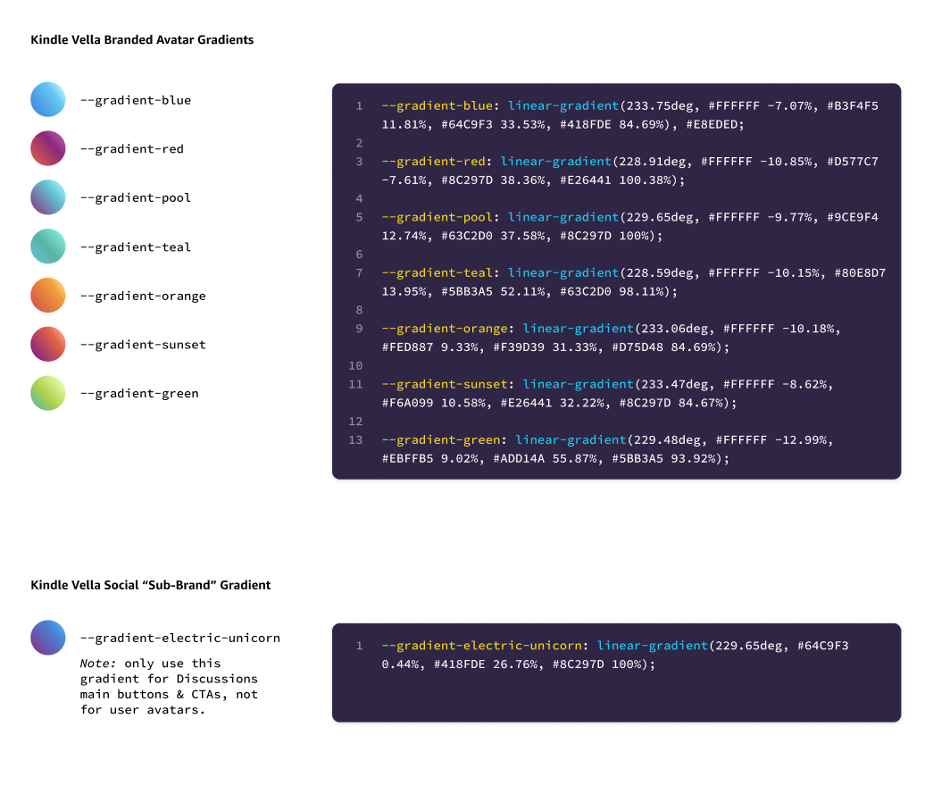 A token-based color guideline for branded gradients.