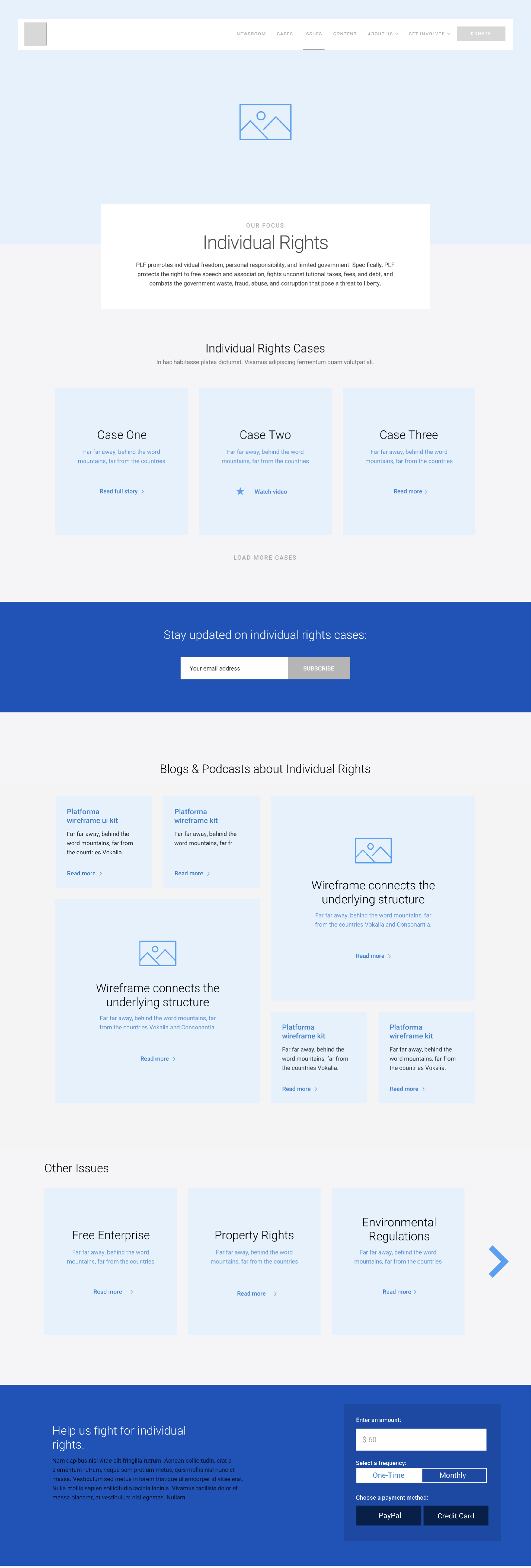 A wireframe focused on "issues", which performed poorly with test subjects